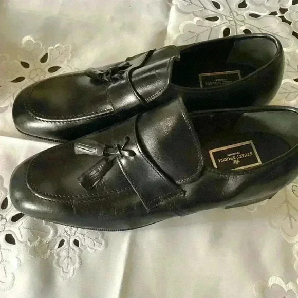 NEW Stuart McGuire Mens Black Leather Kiltie Tassel Dress Loafers Size 8.5 - Picture 1 of 8